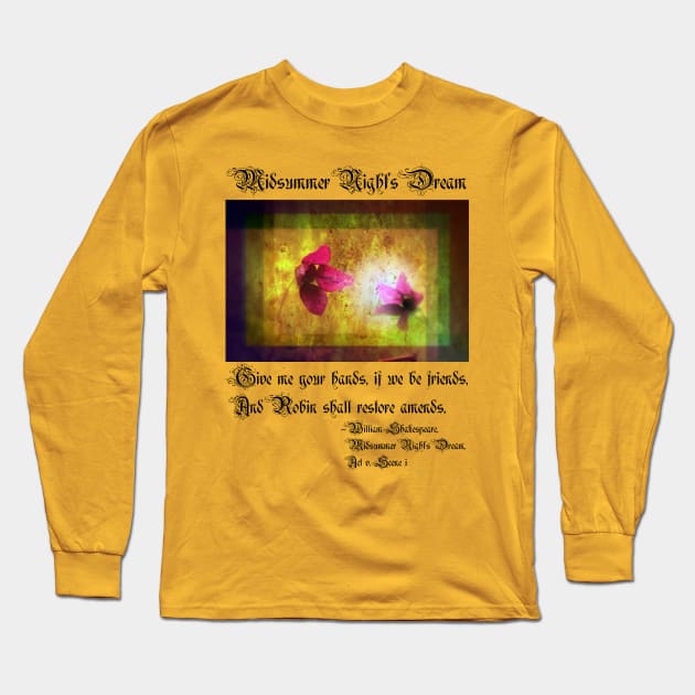 marriage of Titania; Salmon berry floral duet Long Sleeve T-Shirt by DlmtleArt